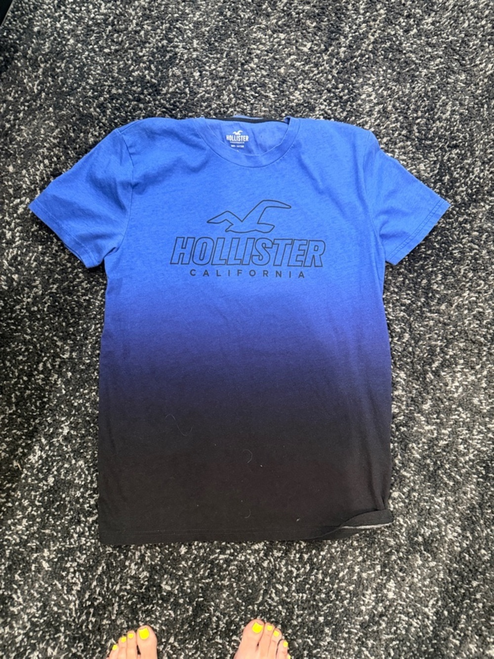 Hollister Blue to Black Ombre Logo Tee - Centered Graphic